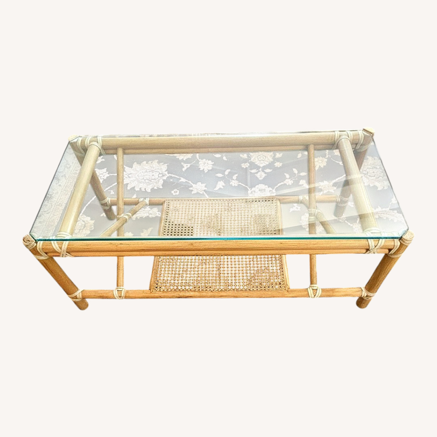 Vintage Maguire Bamboo and Glass Coffee Table - image-0