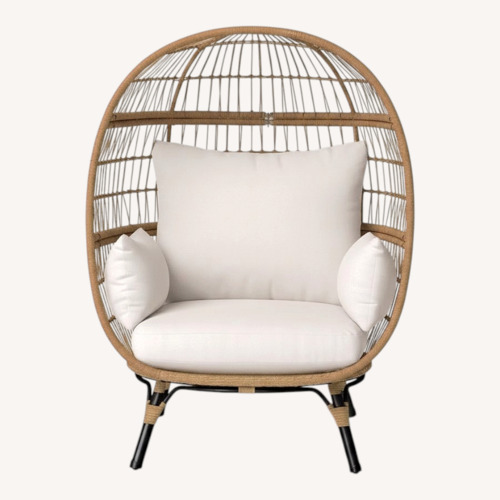 Used Target White Wicker Indoor/Outdoor Egg Chair for sale on AptDeco