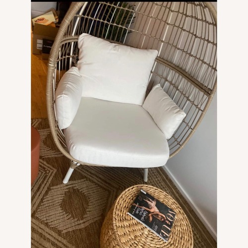 Used Target White Wicker Indoor/Outdoor Egg Chair for sale on AptDeco