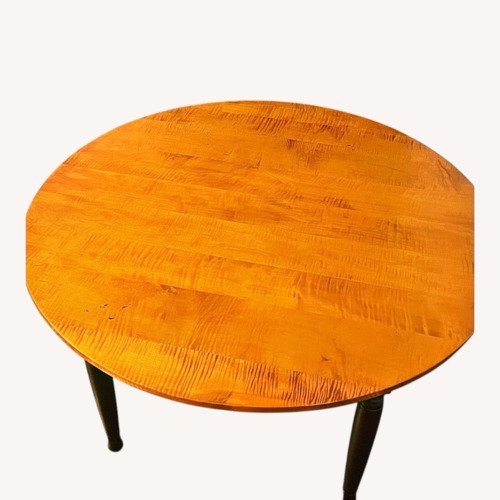 Used Dining Room Table Round Tiger Maple Top for sale on AptDeco