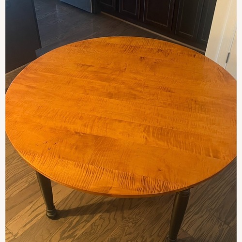 Used Dining Room Table Round Tiger Maple Top for sale on AptDeco