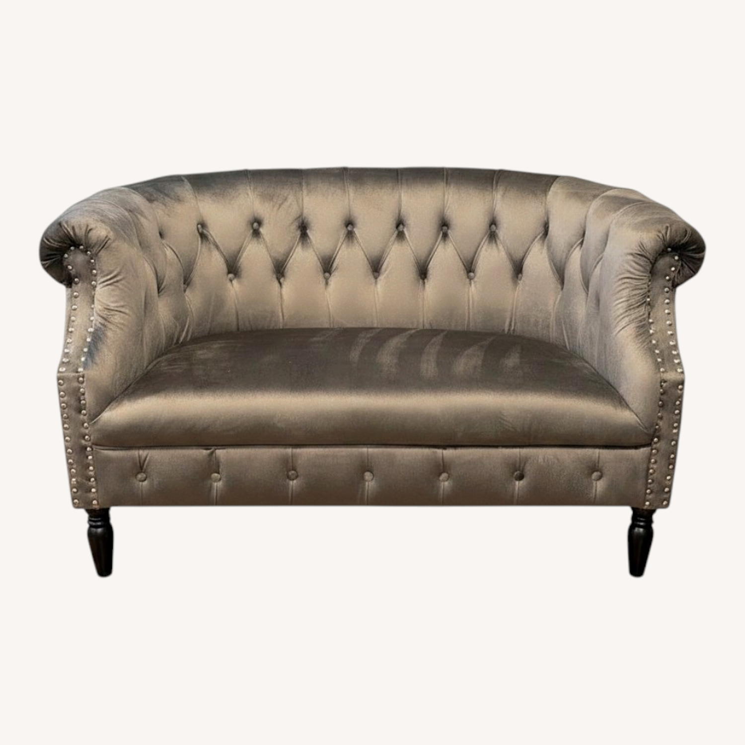 Dark Gray Velvet Loveseat - image-0