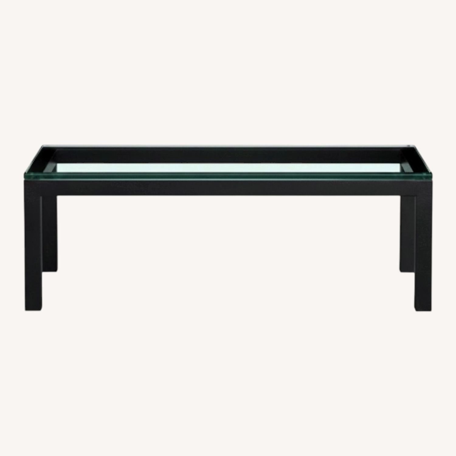 Crate & Barrel Parsons Black Glass Coffee Table - image-0