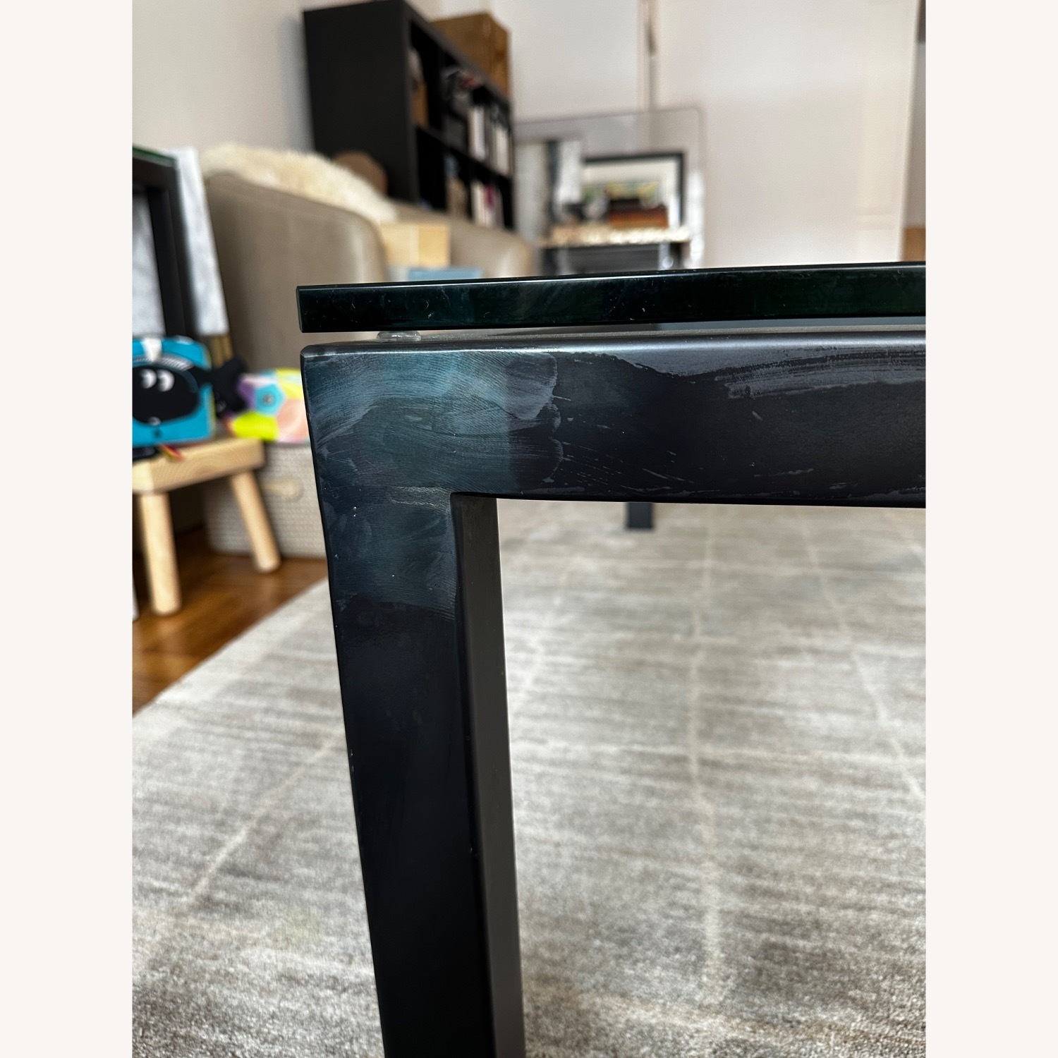 Crate & Barrel Parsons Black Glass Coffee Table - image-3