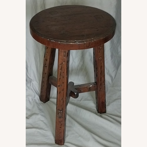 Used Pottery Barn Dark Brown Wood Stool for sale on AptDeco