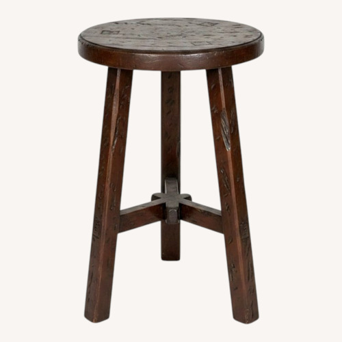 Used Pottery Barn Dark Brown Wood Stool for sale on AptDeco