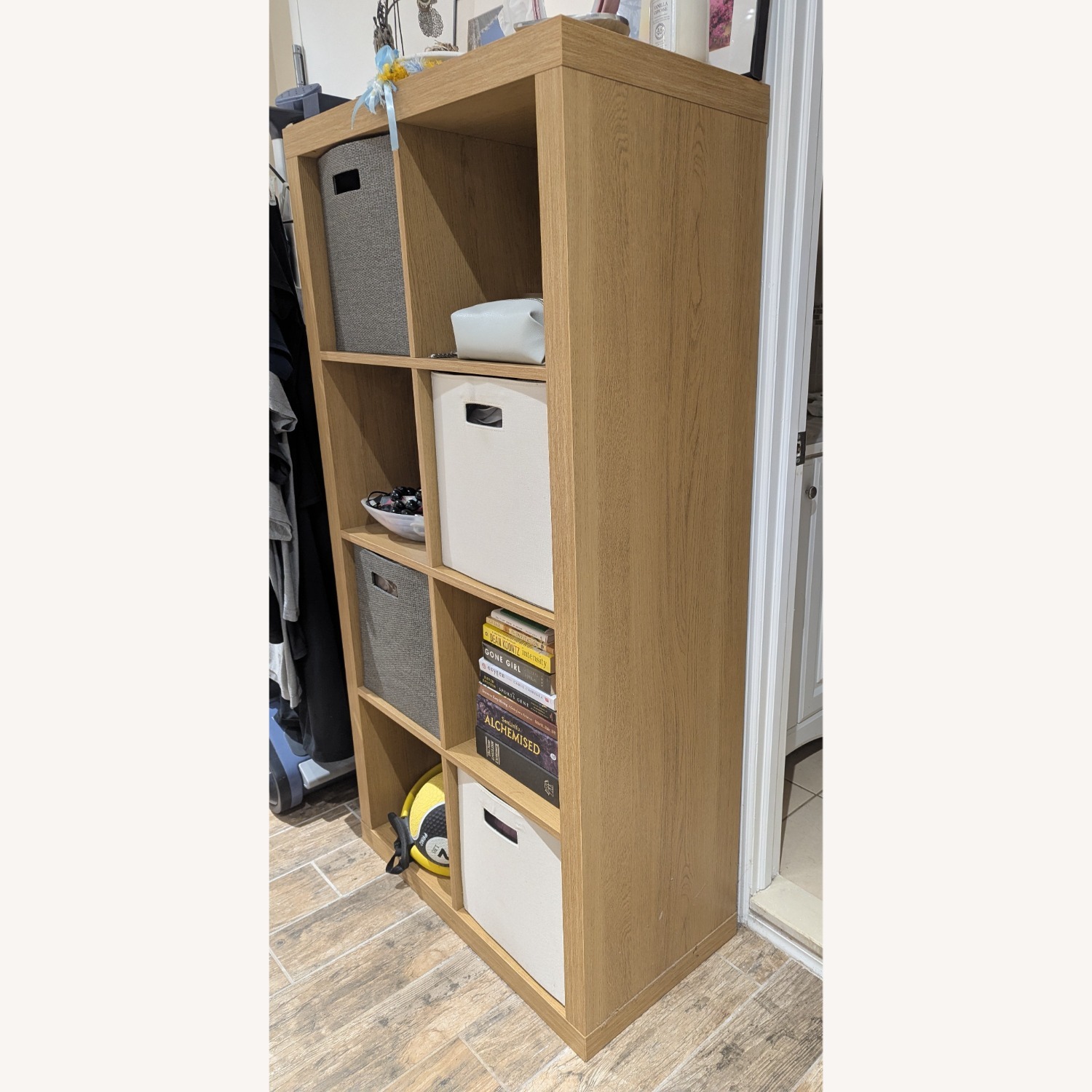 Light Brown Wood Bookcase 8 Cubes - image-2