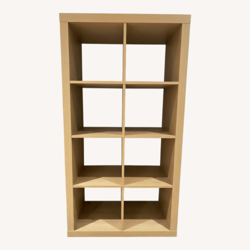 Used Light Brown Wood Bookcase 8 Cubes for sale on AptDeco
