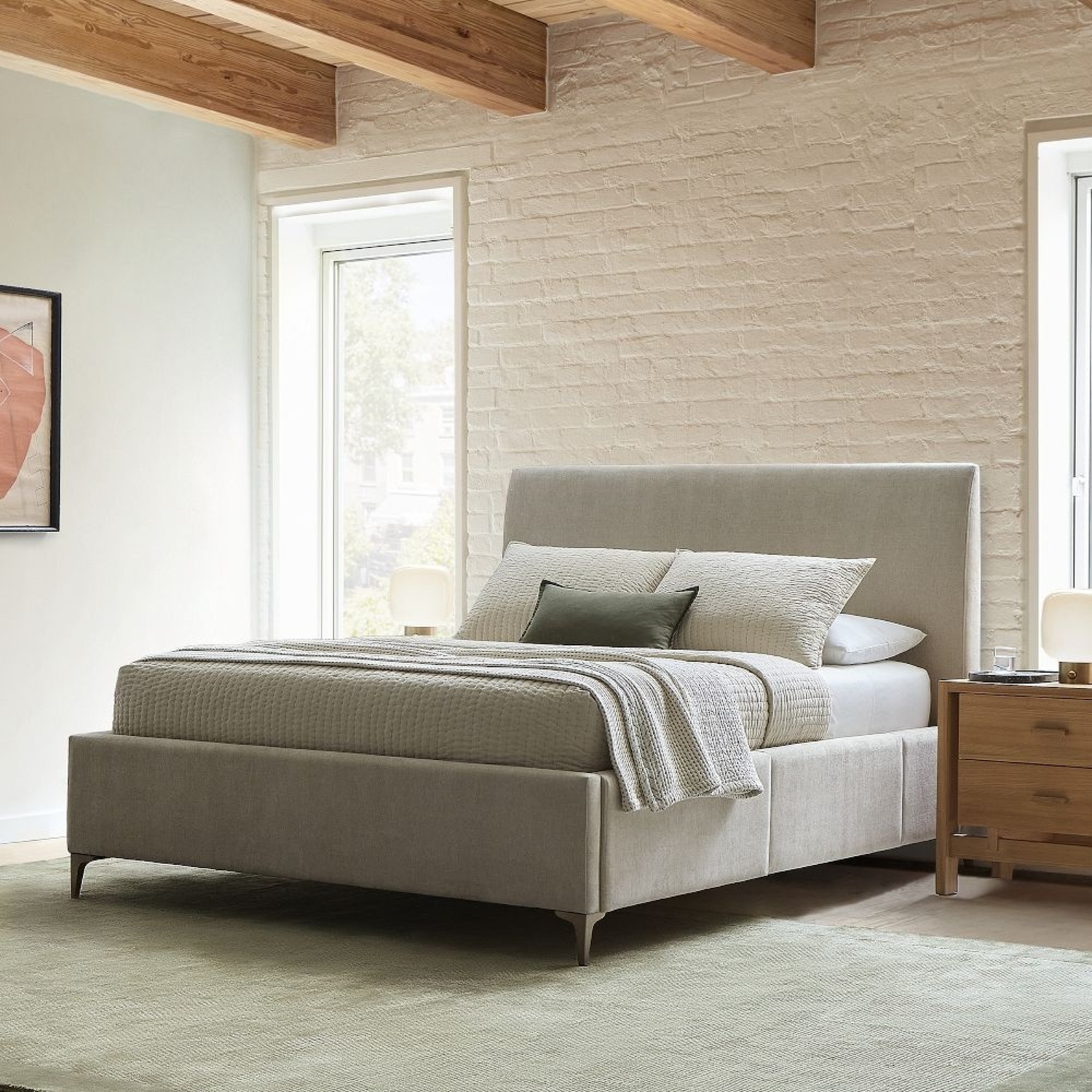 West Elm Andes King Pewter Side Storage Bed - image-5