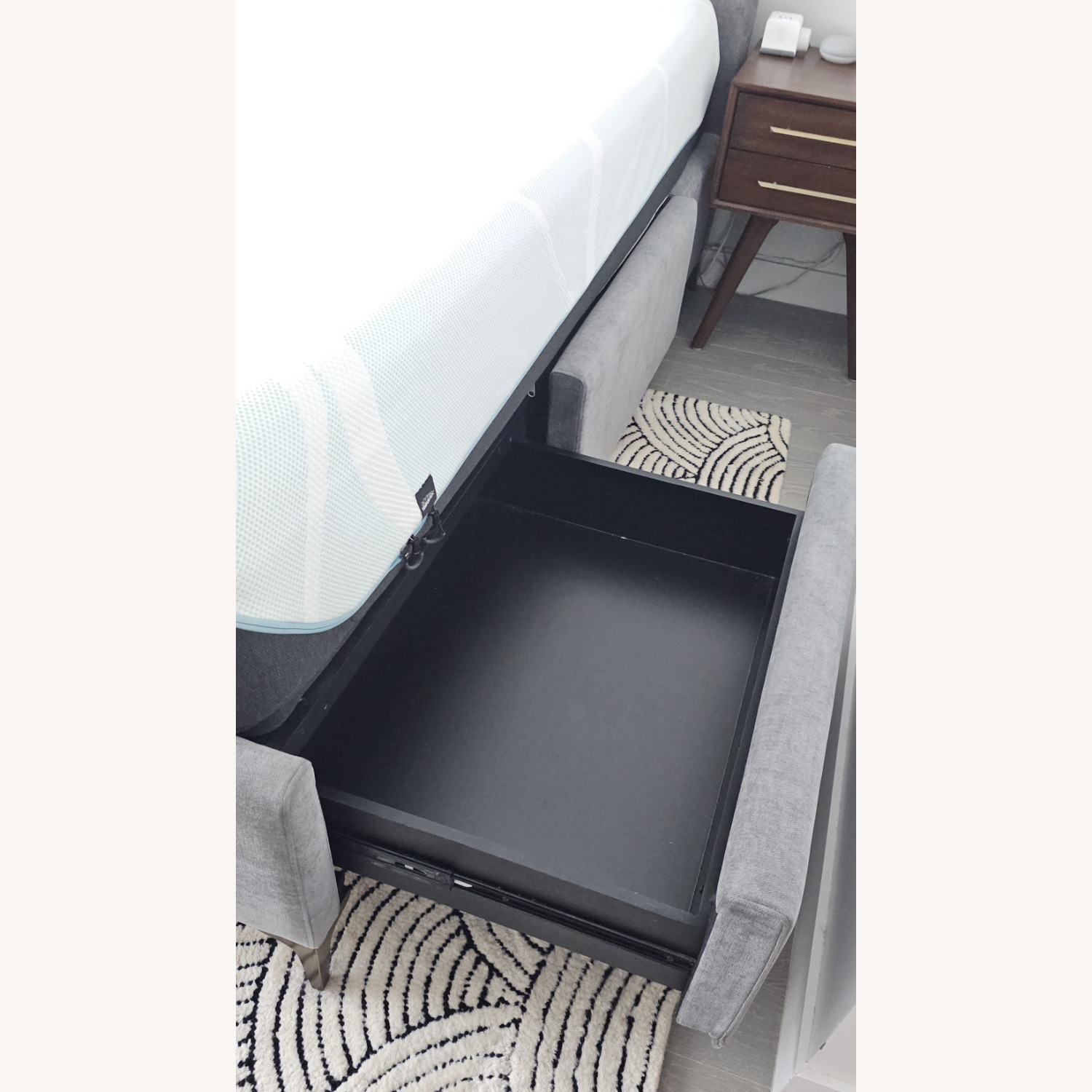 West Elm Andes King Pewter Side Storage Bed - image-4