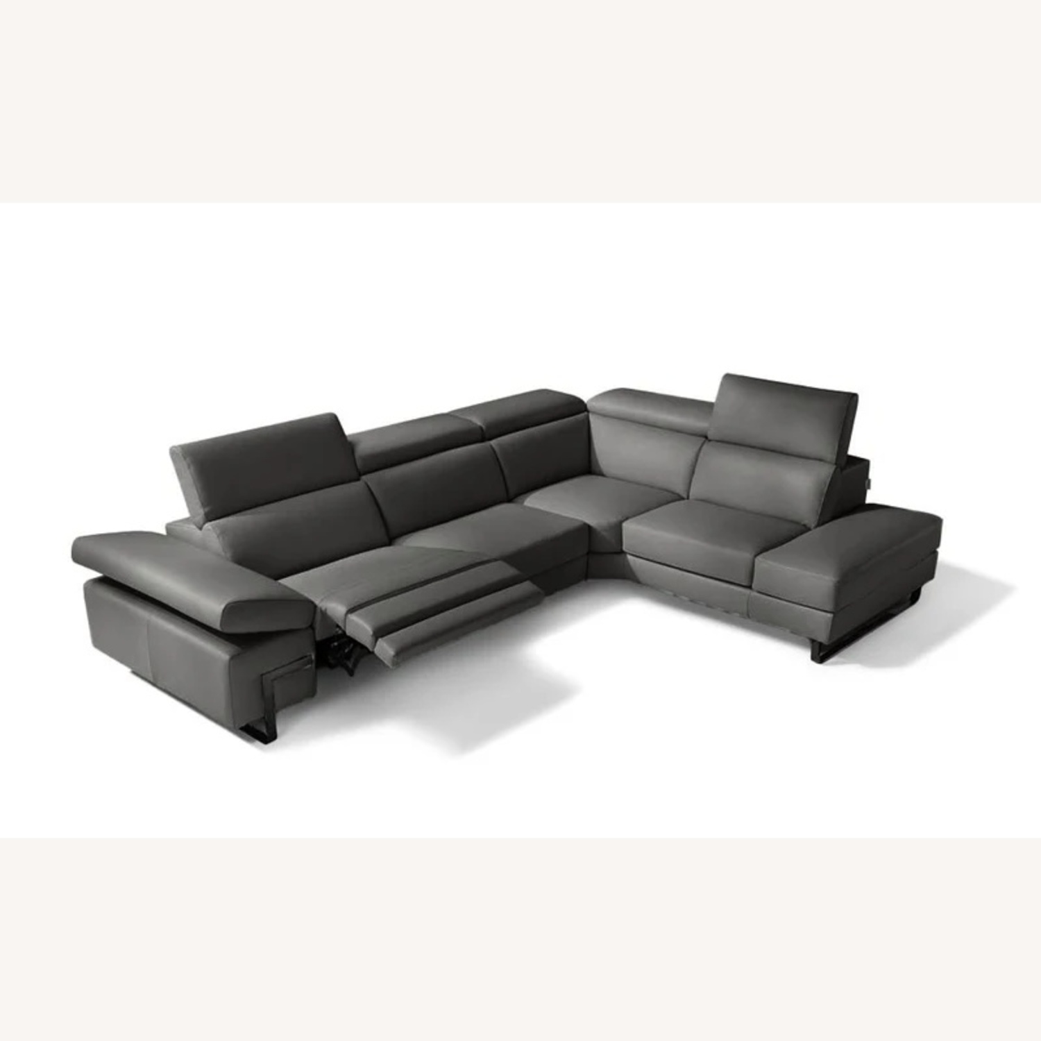 J&M Furniture Dark Gray Leather 2 Piece Sectional - image-8