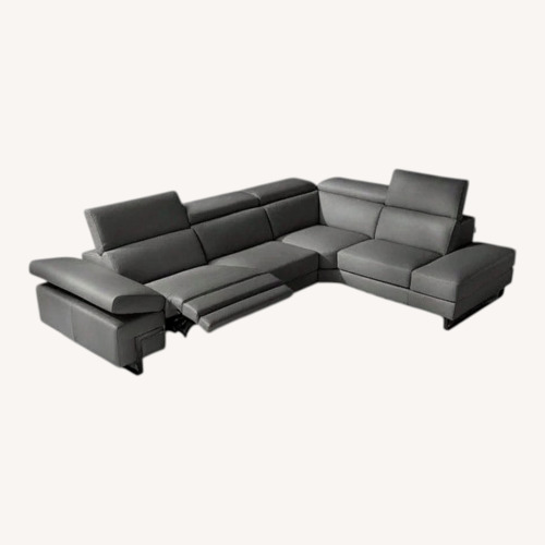 Used J&M Furniture Dark Gray Leather 2 Piece Sectional for sale on AptDeco