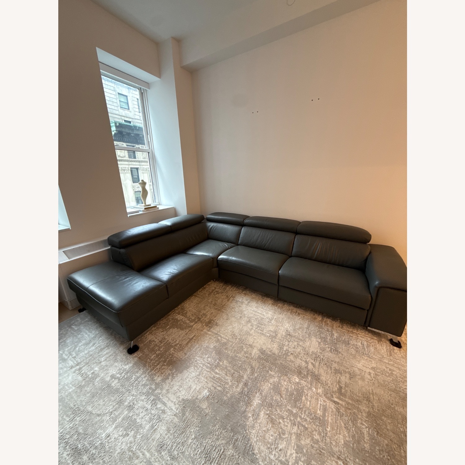 J&M Furniture Dark Gray Leather 2 Piece Sectional - image-4