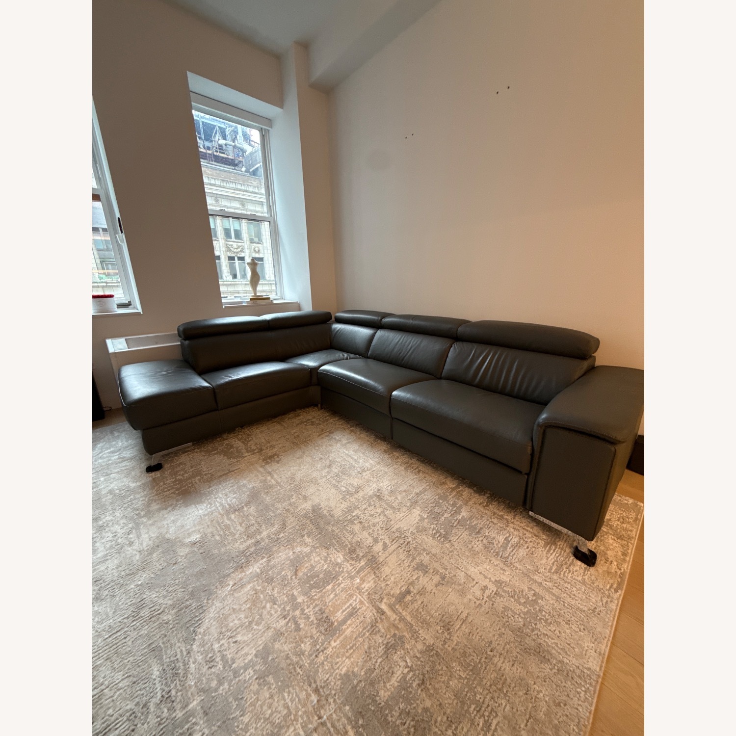 J&M Furniture Dark Gray Leather 2 Piece Sectional - image-6