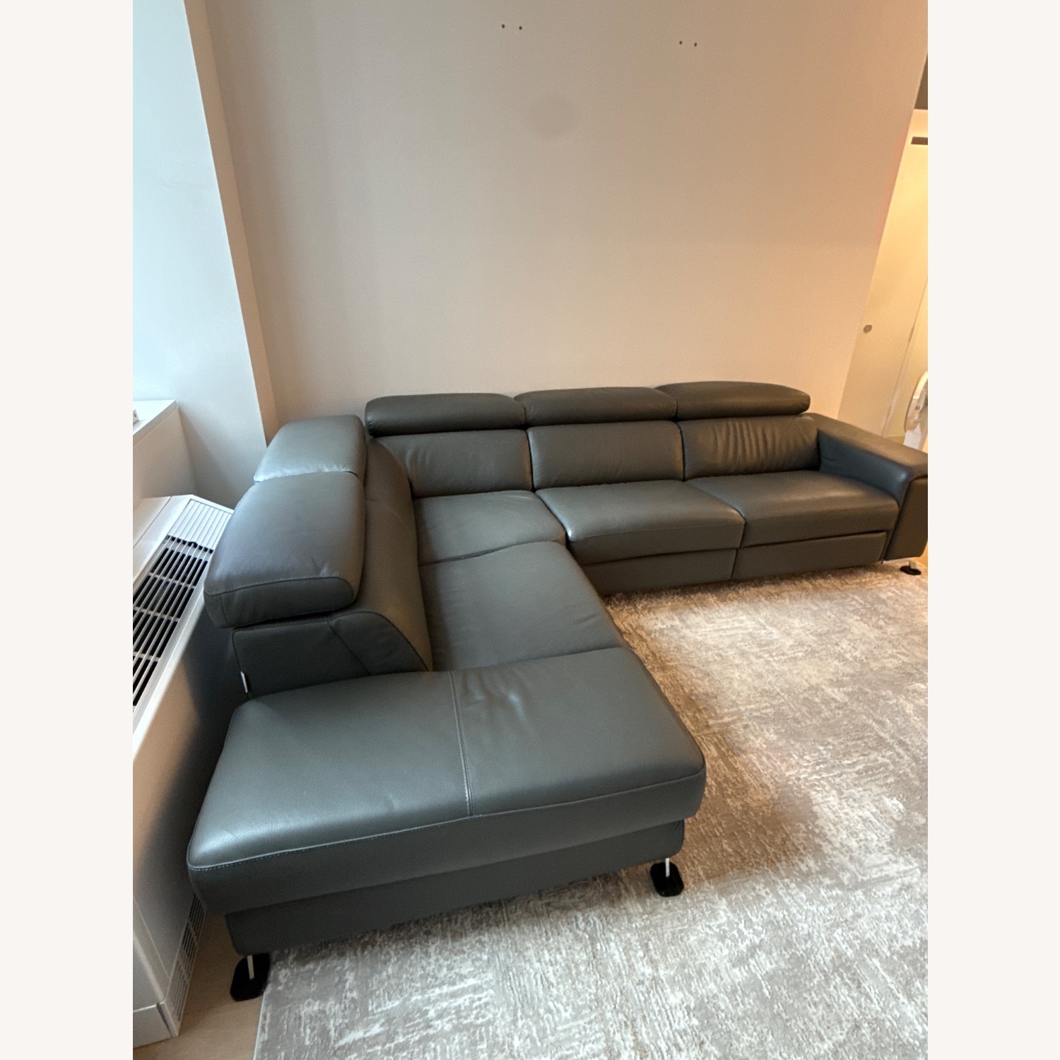 J&M Furniture Dark Gray Leather 2 Piece Sectional - image-5