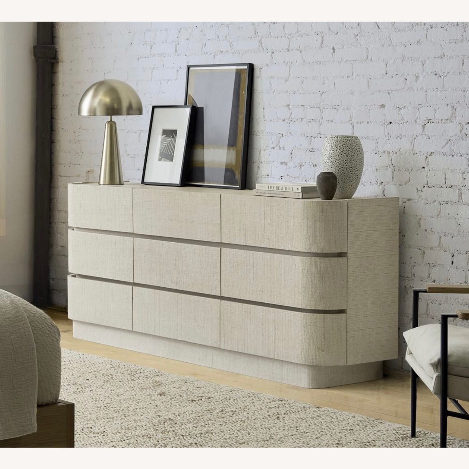 West Elm Solstice Dresser Whitewash Raffia (76”) - image-1