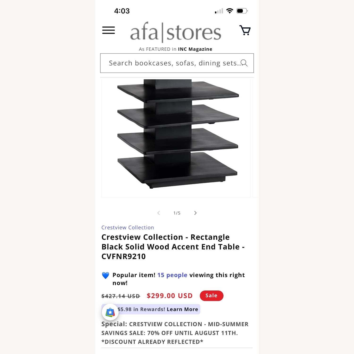 Black Wood Side Table - image-3