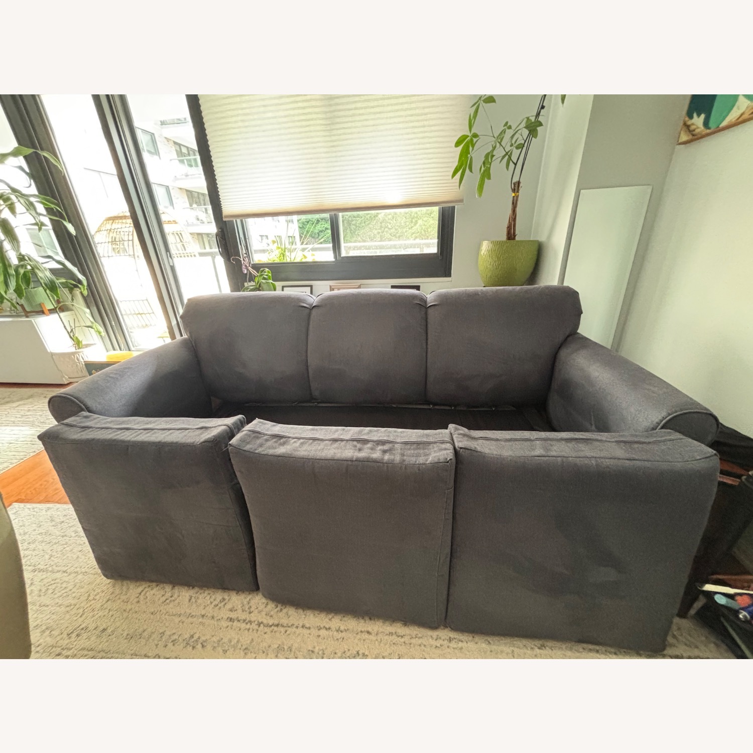 Raymour & Flanigan Luann Queen Sleeper Sofa in Denim Vintage - image-9