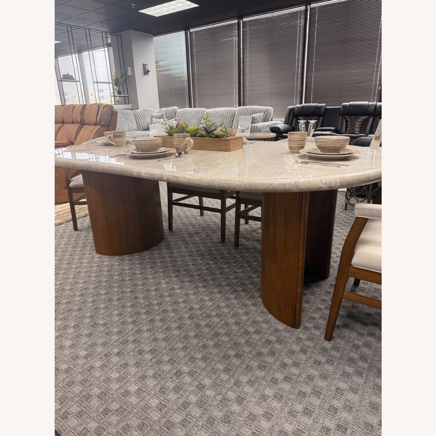 Dark Walnut Marble Top with 6 Chairs  - image-2