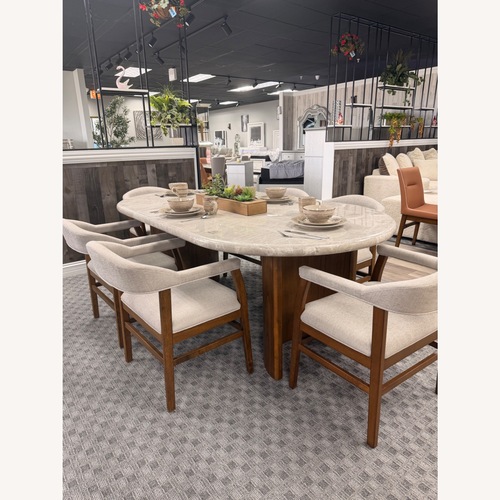 Used Dark Walnut Marble Top with 6 Chairs  for sale on AptDeco