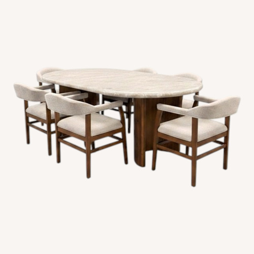 Used Dark Walnut Marble Top with 6 Chairs  for sale on AptDeco