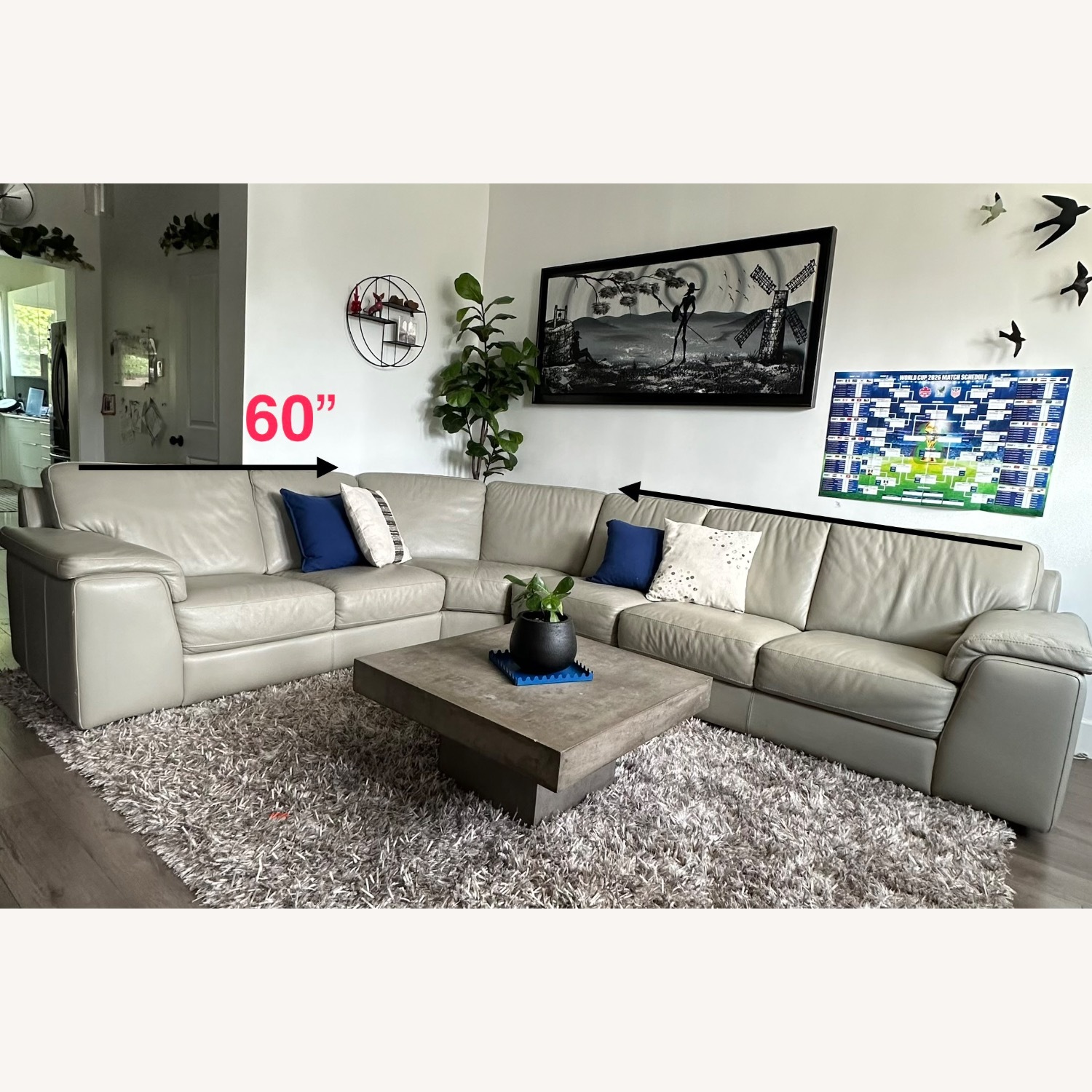 Chateau D'ax Natural Leather 3+ Piece Sectionals - image-4