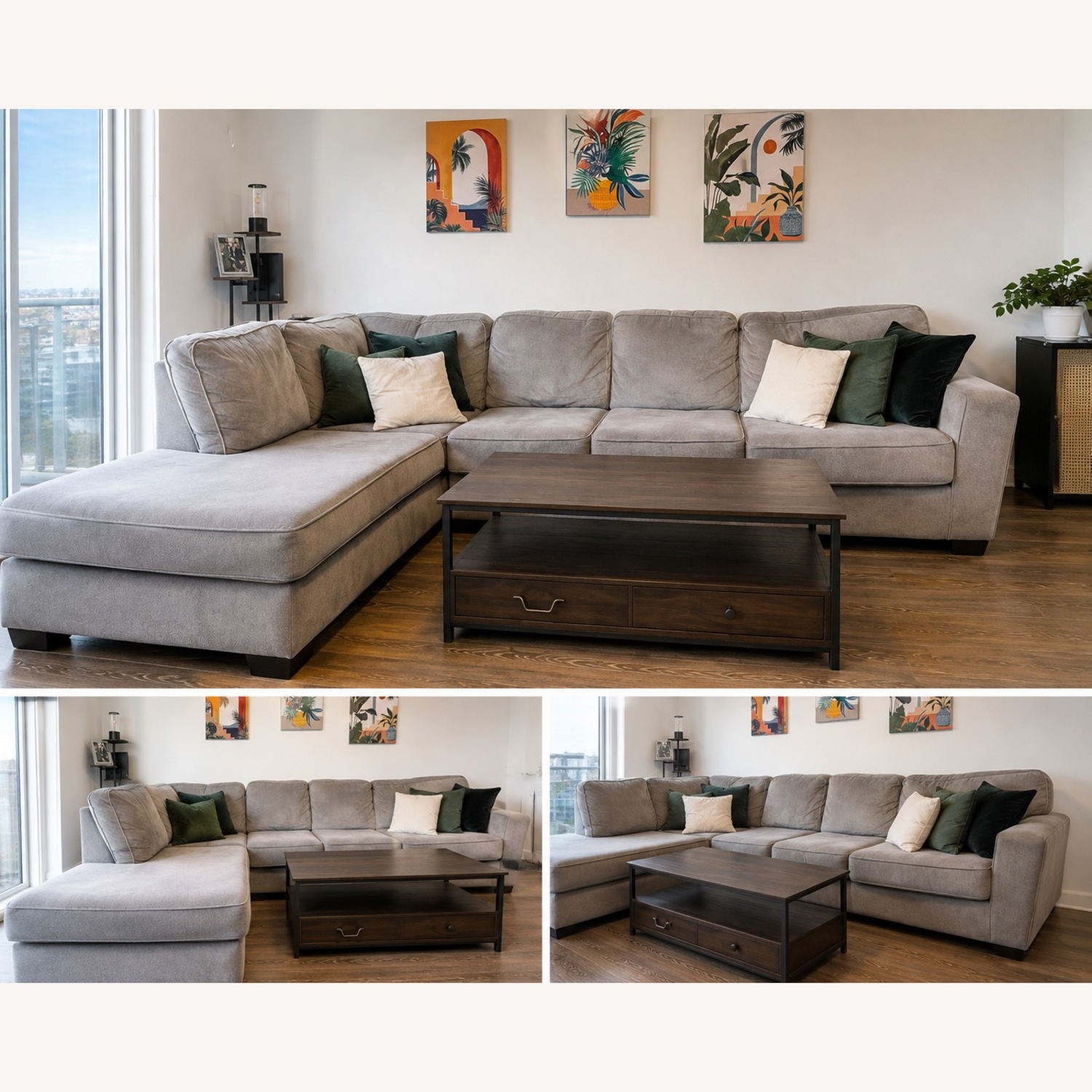 Raymour & Flanigan Light Gray 2 Piece Sectional - image-3