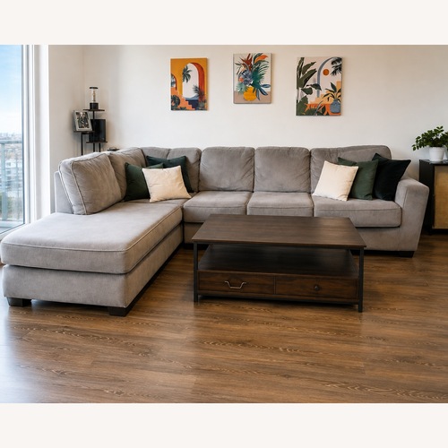 Used Raymour & Flanigan Light Gray 2 Piece Sectional for sale on AptDeco