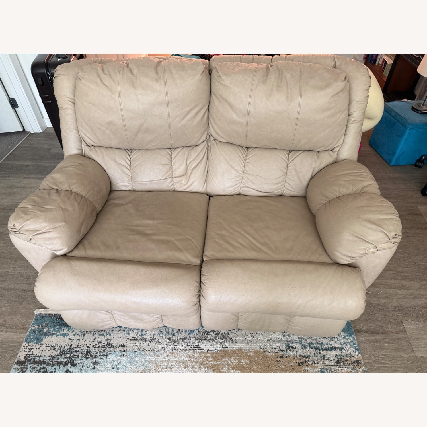 Natural Leather 2 Seater Sofa - image-1
