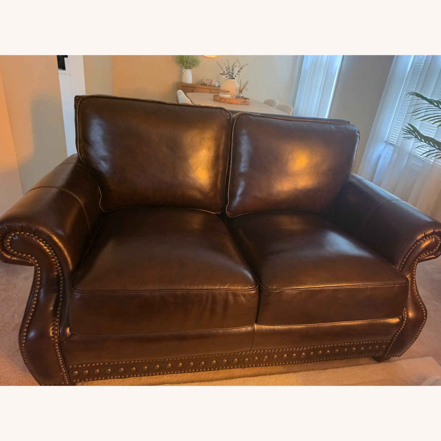 The Roomplace Dark Brown Leather 2 Seater Sofa - image-3