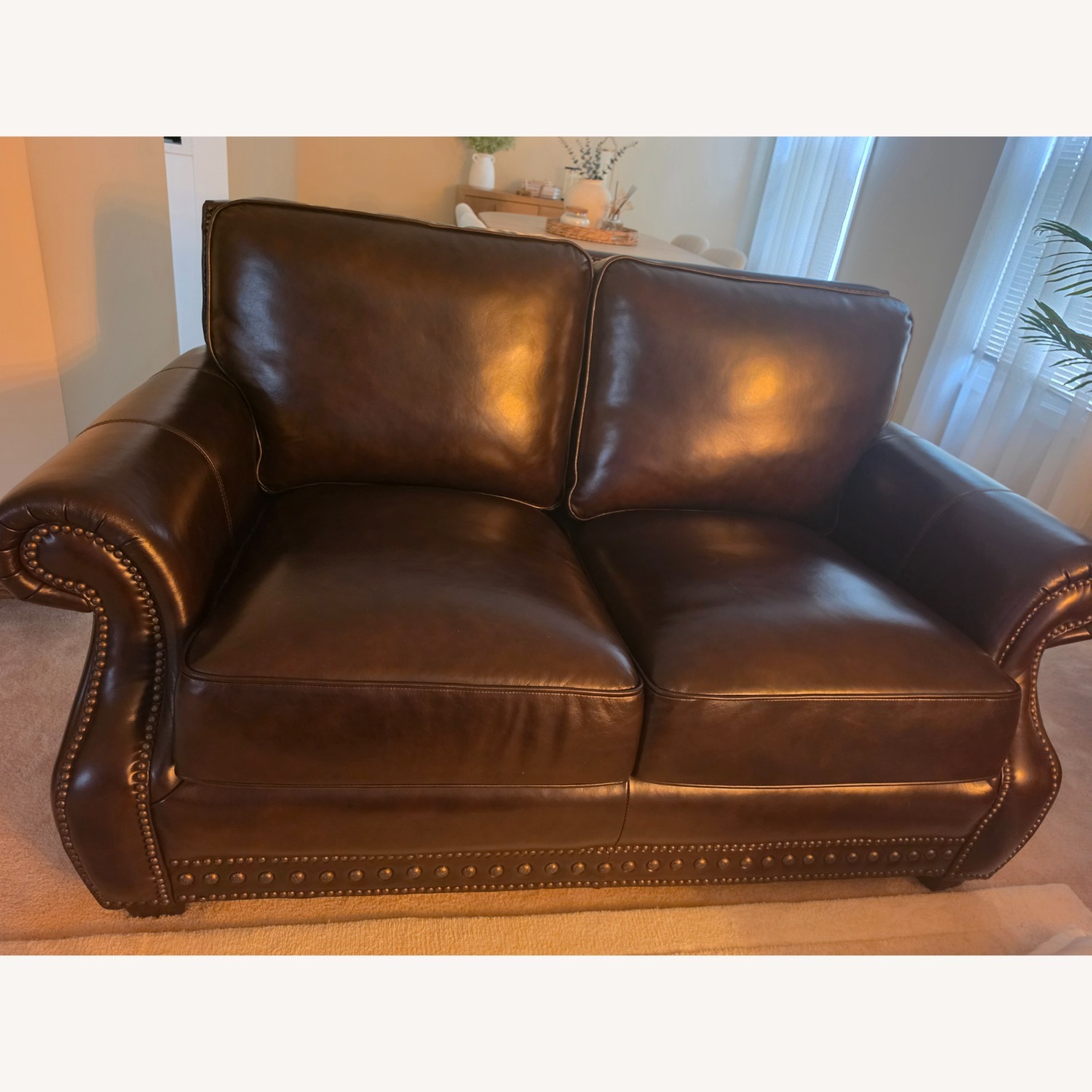 The Roomplace Dark Brown Leather 2 Seater Sofa - image-1