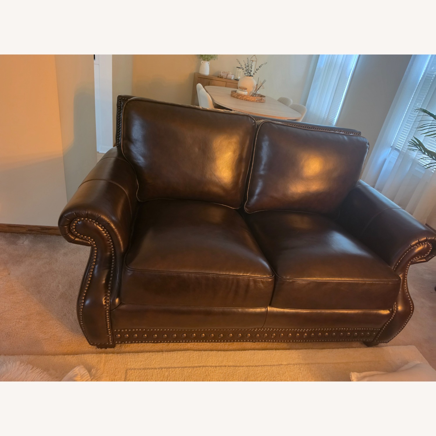 The Roomplace Dark Brown Leather 2 Seater Sofa - image-2