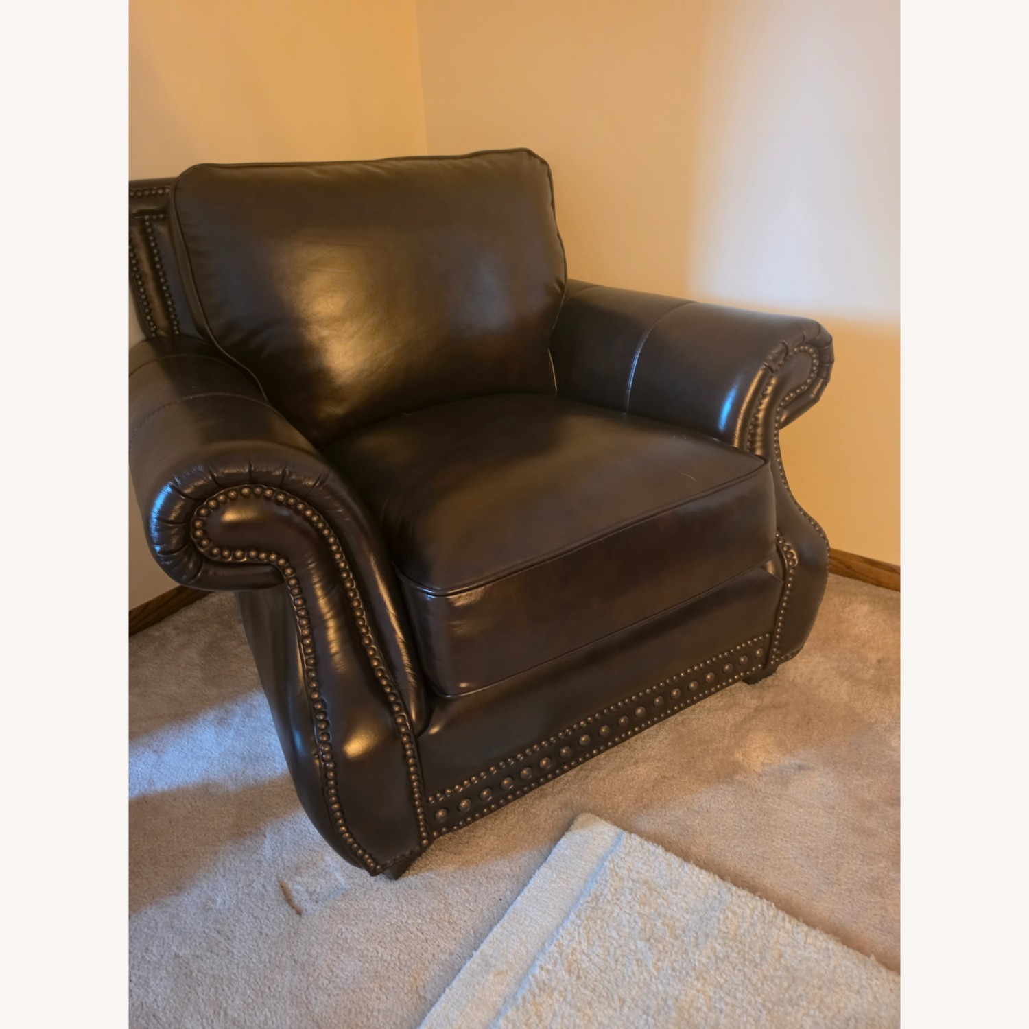 The Roomplace Dark Brown Leather Armchair - image-1