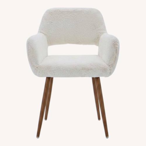 Used Amazon White Faux Fur Office Chair with Woden legs for sale on AptDeco