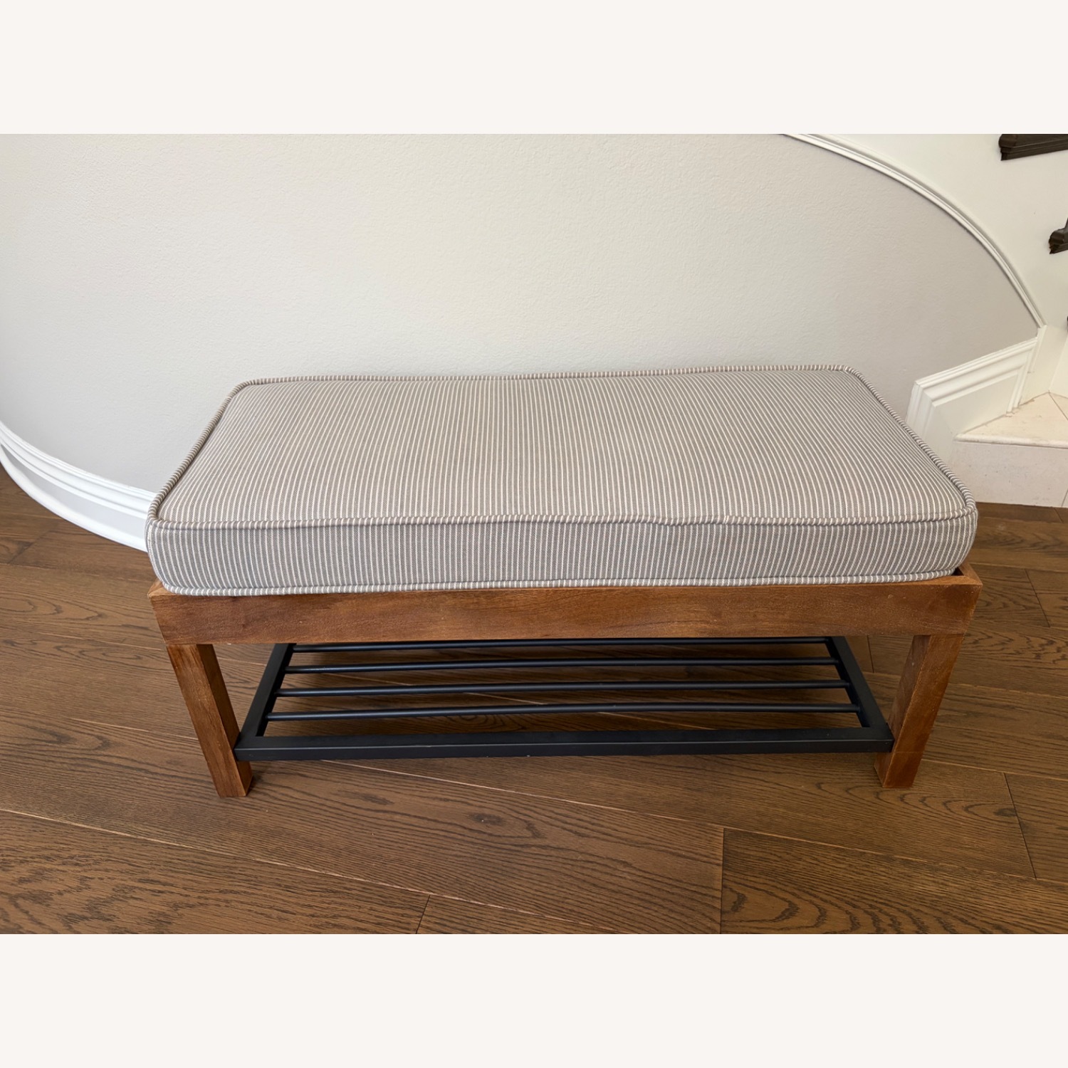 Pottery Barn Lucy Mango Wood & Steel Shoe Storage Bench - image-1