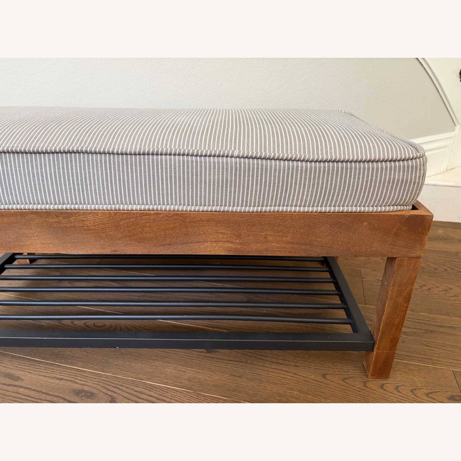 Pottery Barn Lucy Mango Wood & Steel Shoe Storage Bench - image-4