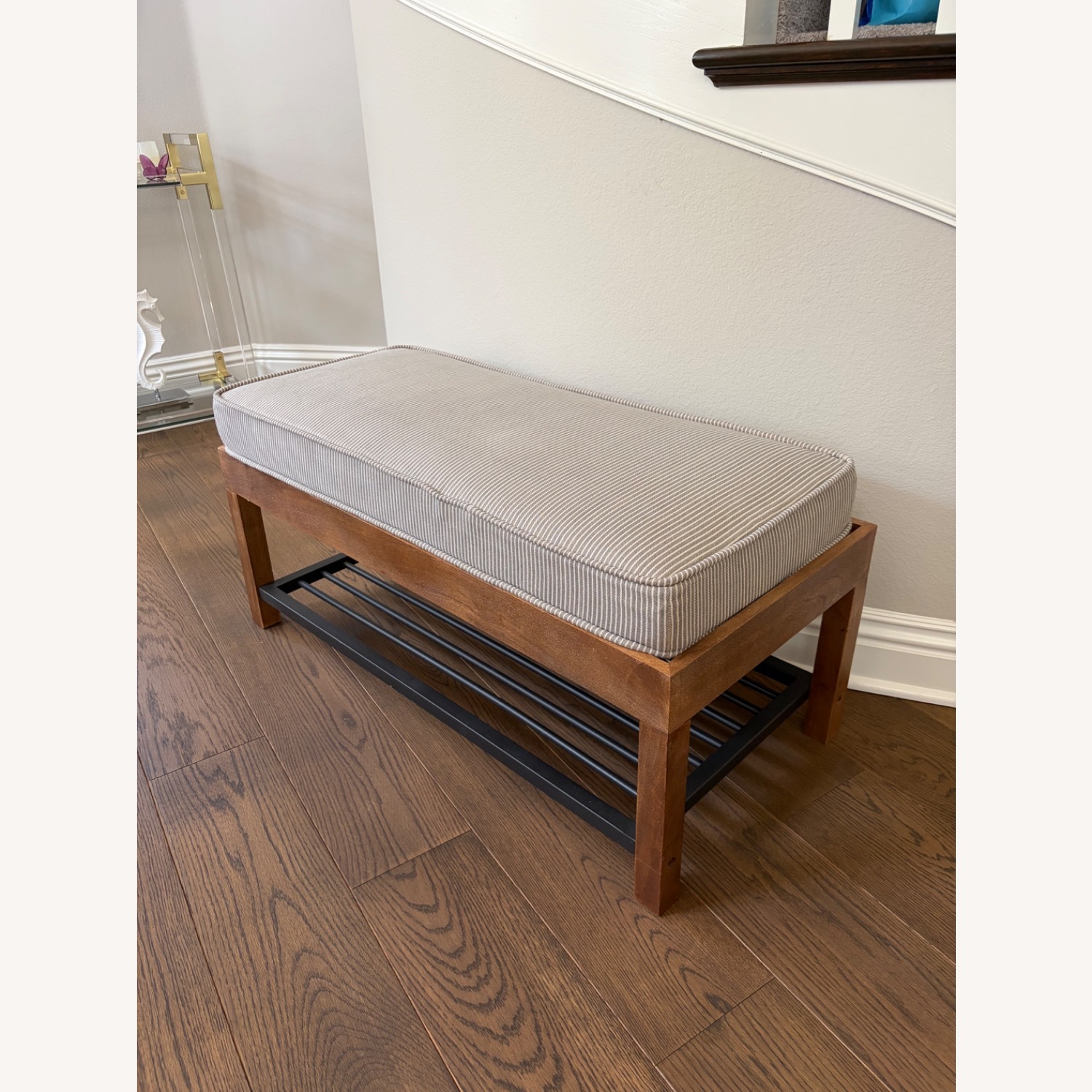 Pottery Barn Lucy Mango Wood & Steel Shoe Storage Bench - image-2