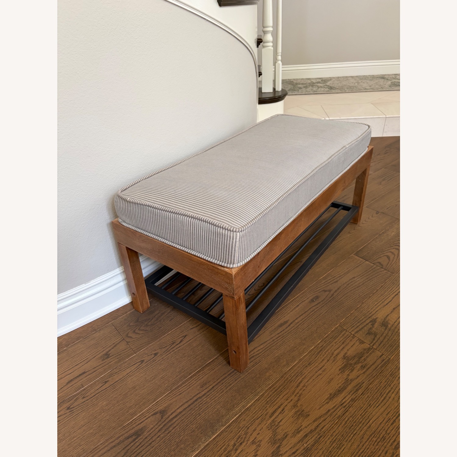Pottery Barn Lucy Mango Wood & Steel Shoe Storage Bench - image-3