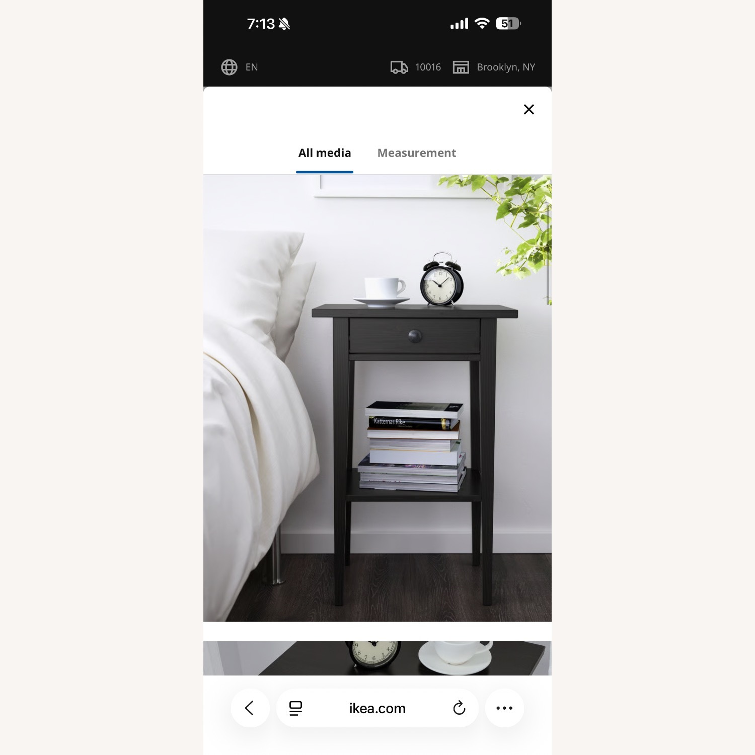 IKEA HEMNES Black Wood Side Table - image-2