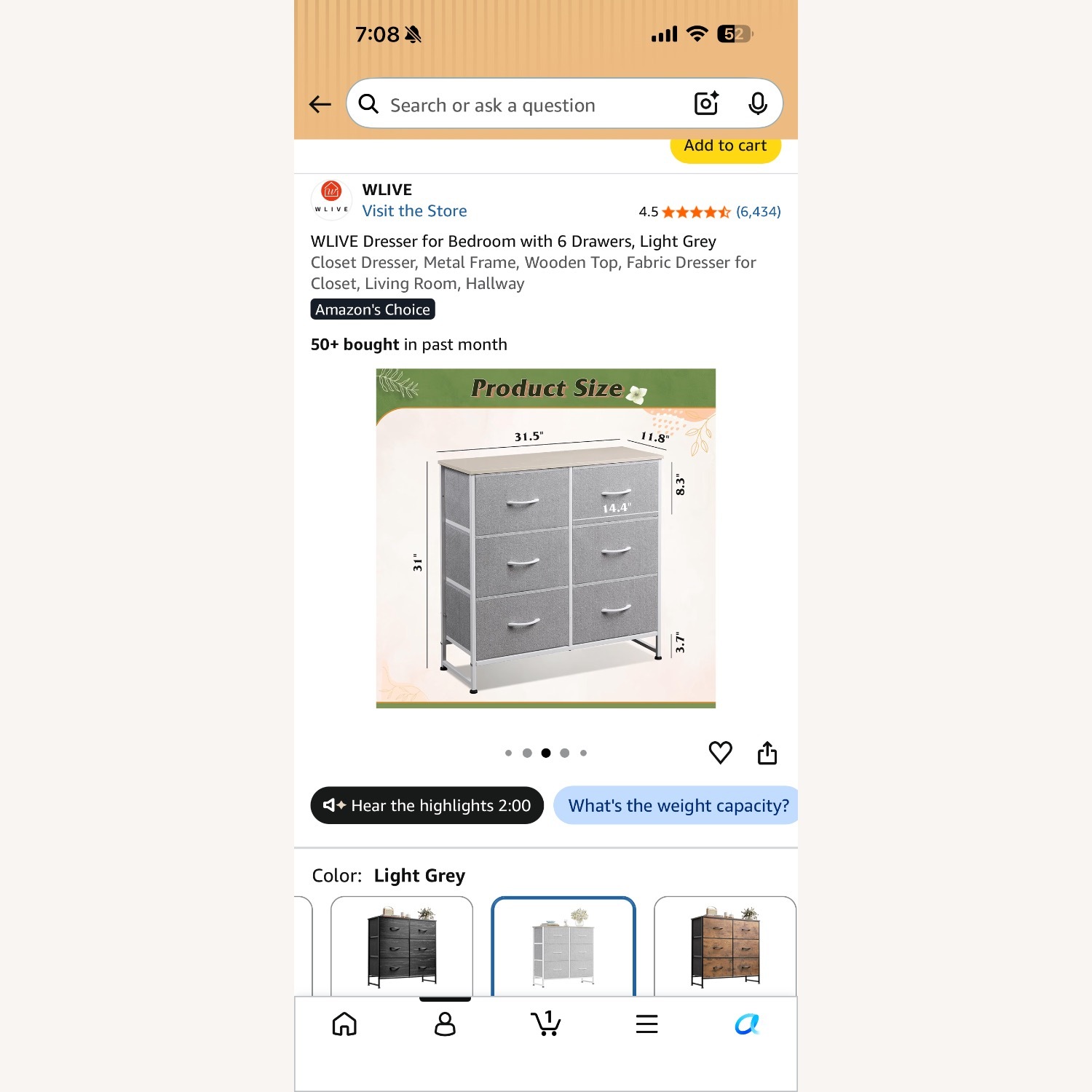 Fabric 6 Drawer Dresser - image-1