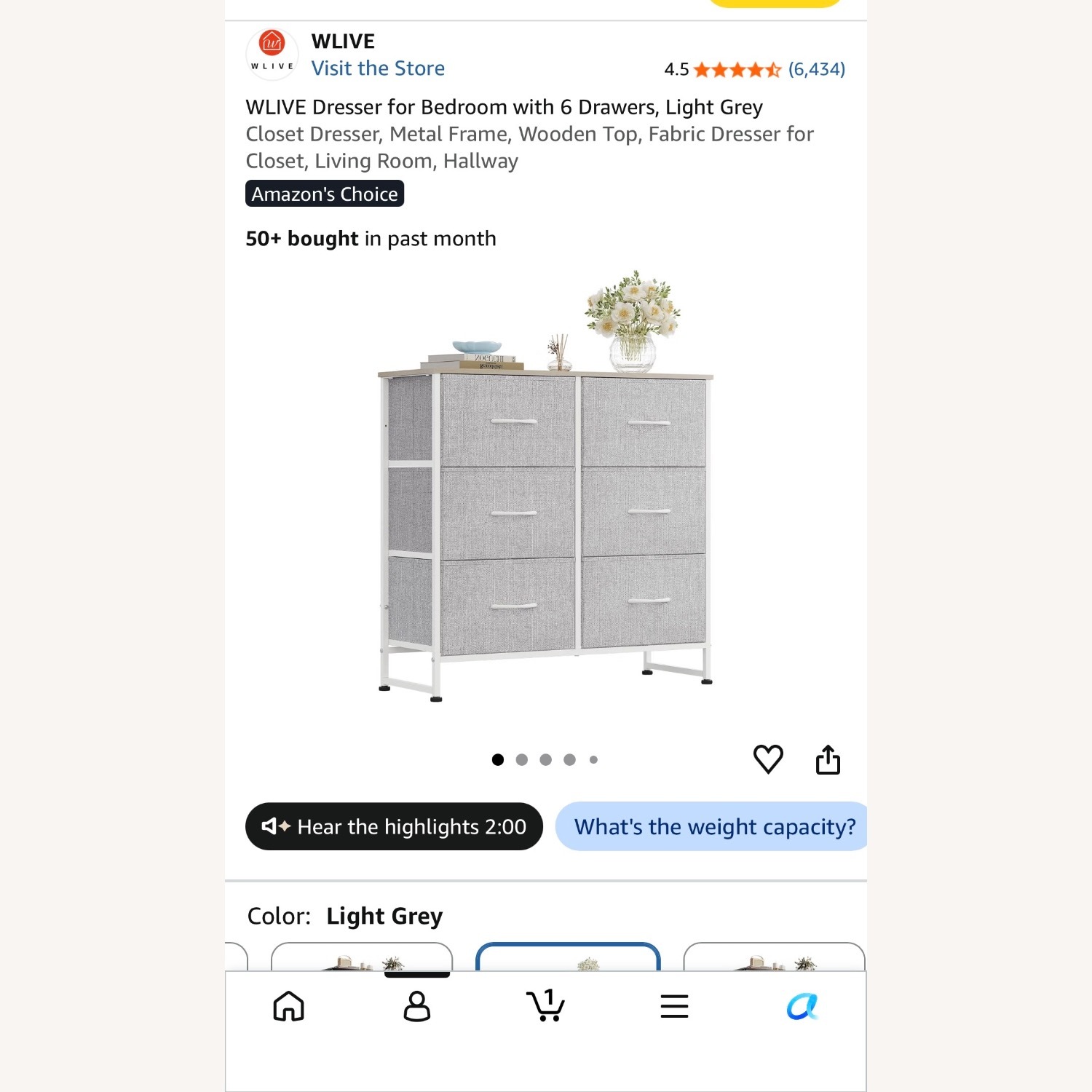 Fabric 6 Drawer Dresser - image-2