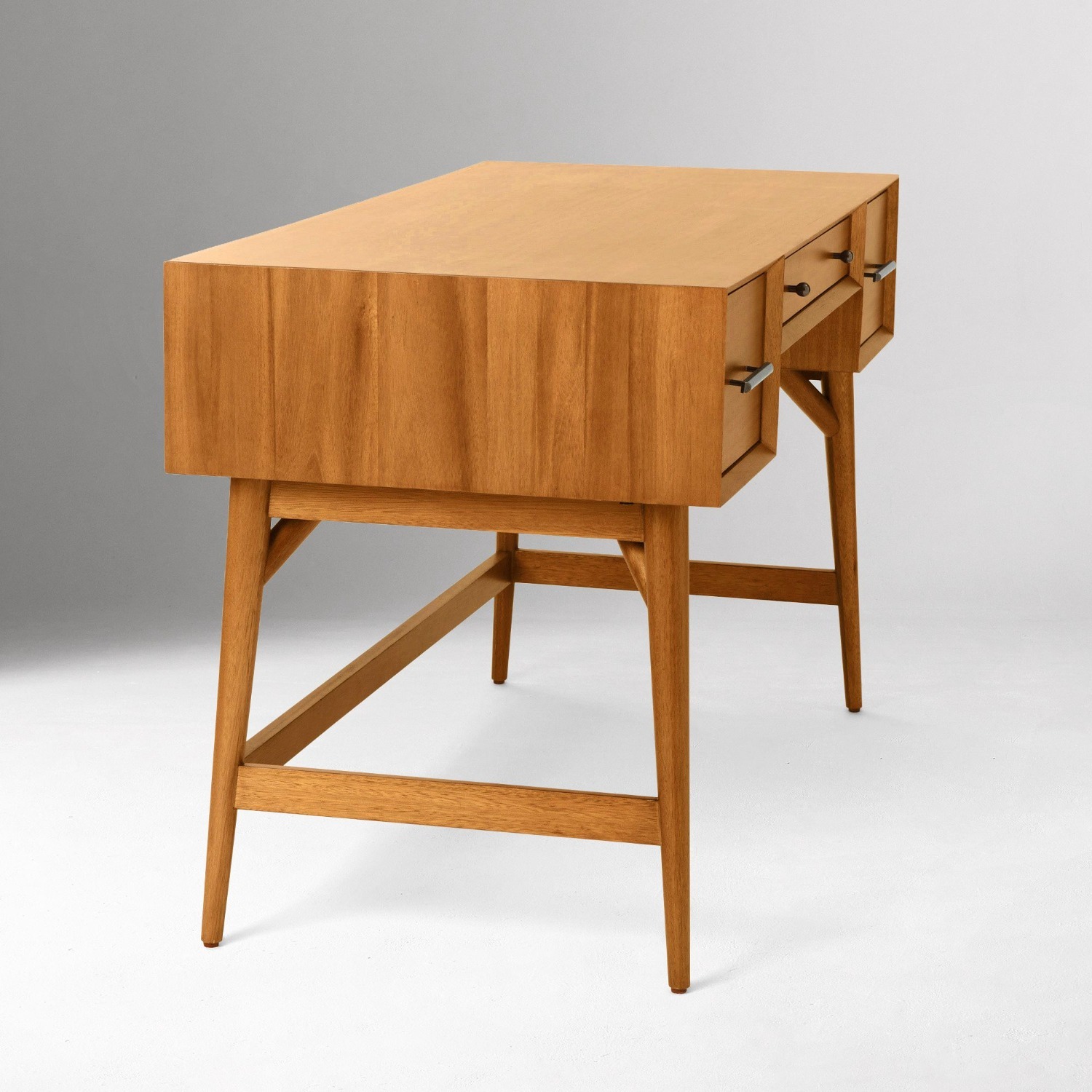 West Elm Light Brown Mid-Century Desk (52") - image-3