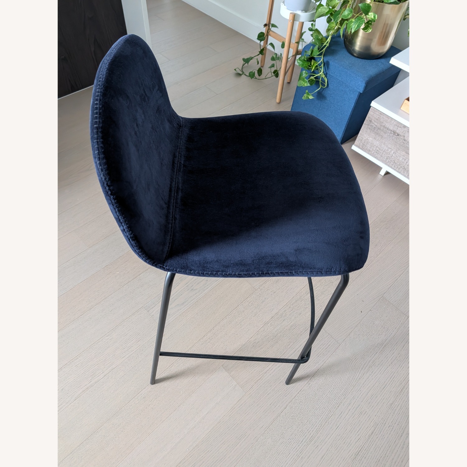 CB2 Primitivo Blue Velvet Counter Stool - image-2