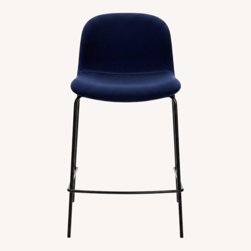 Used CB2 Primitivo Blue Velvet Counter Stool for sale on AptDeco