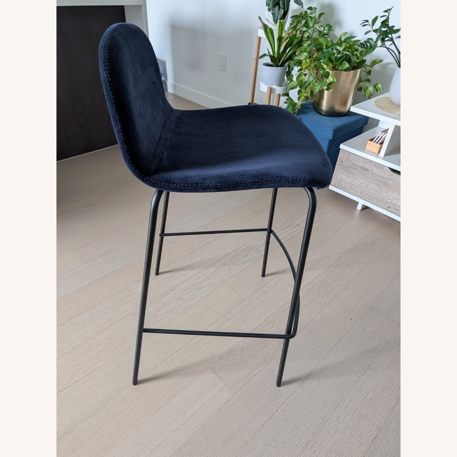 CB2 Primitivo Blue Velvet Counter Stool - image-3