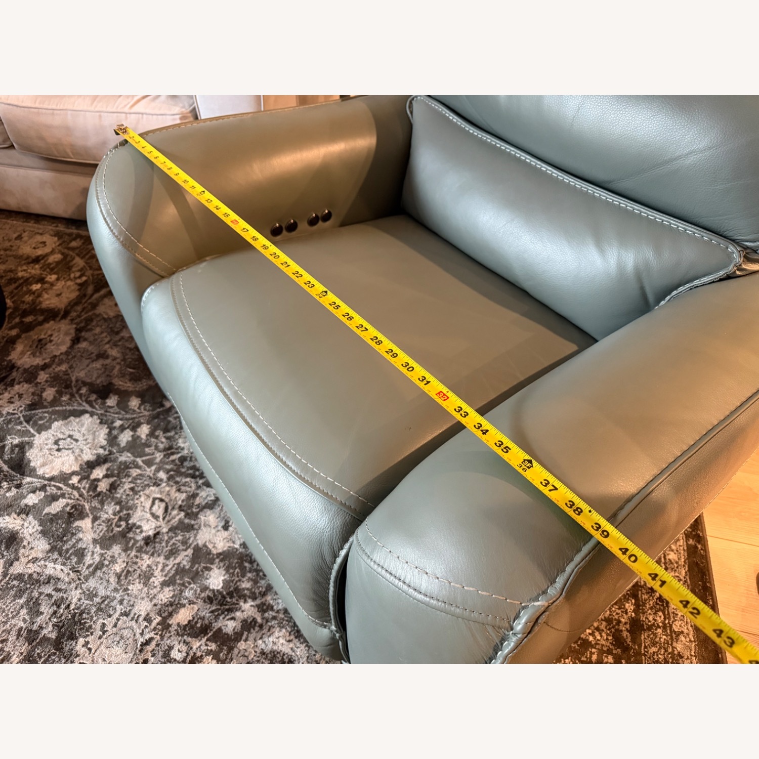Seafoam Color Leather Power Recliner - image-2