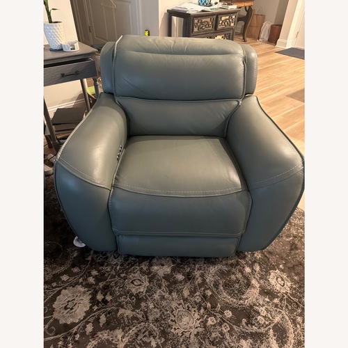 Used Seafoam Color Leather Power Recliner for sale on AptDeco