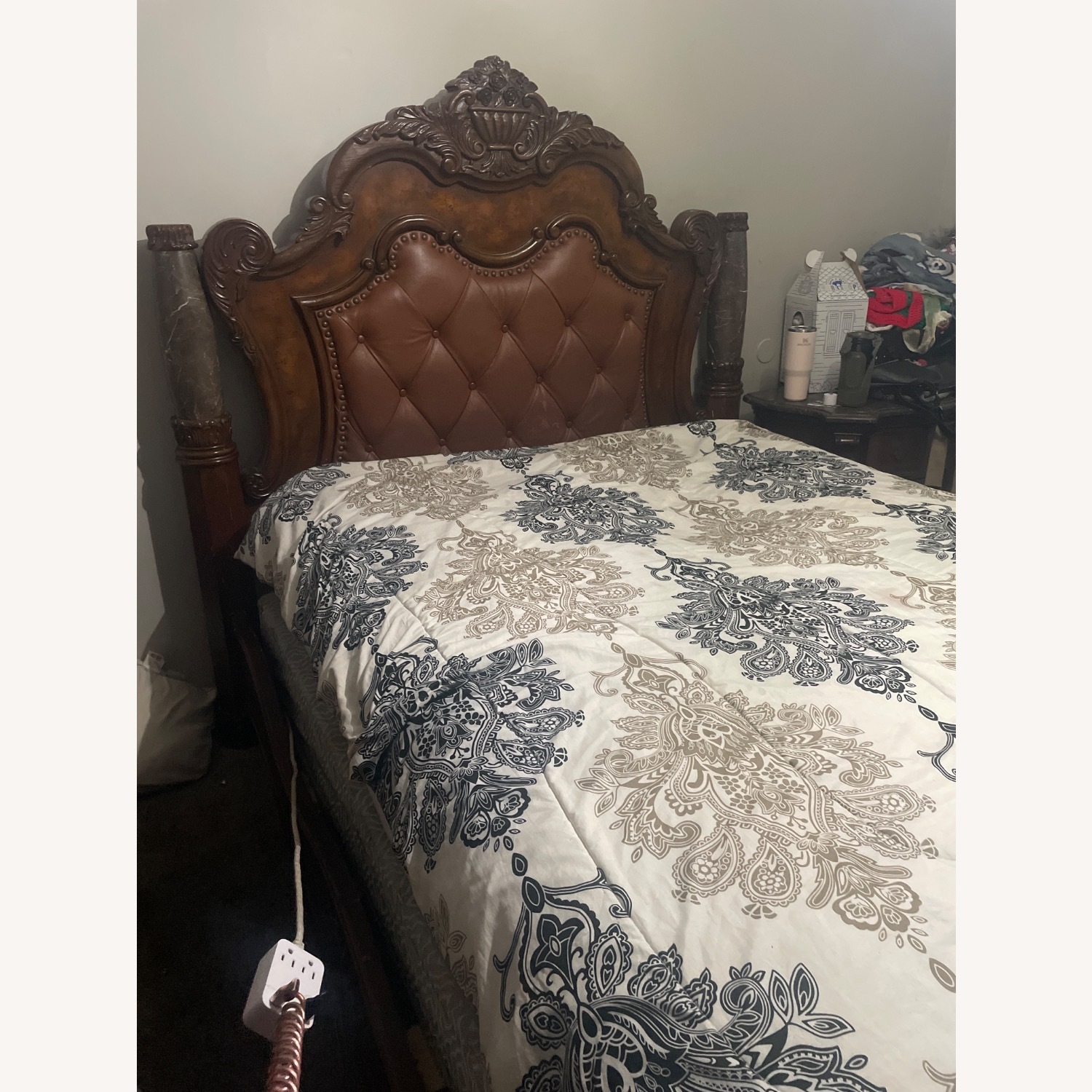 Brown Marble Queen Size Bed  - image-1