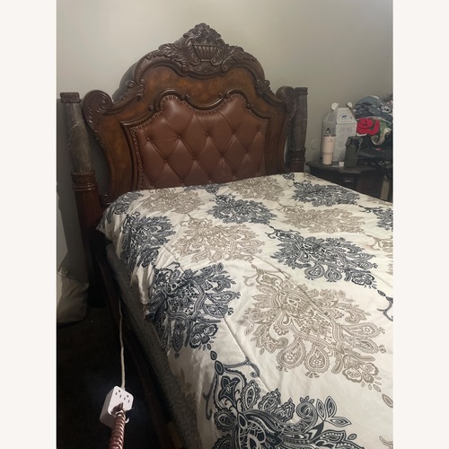 Used Brown Marble Queen Size Bed for sale on AptDeco