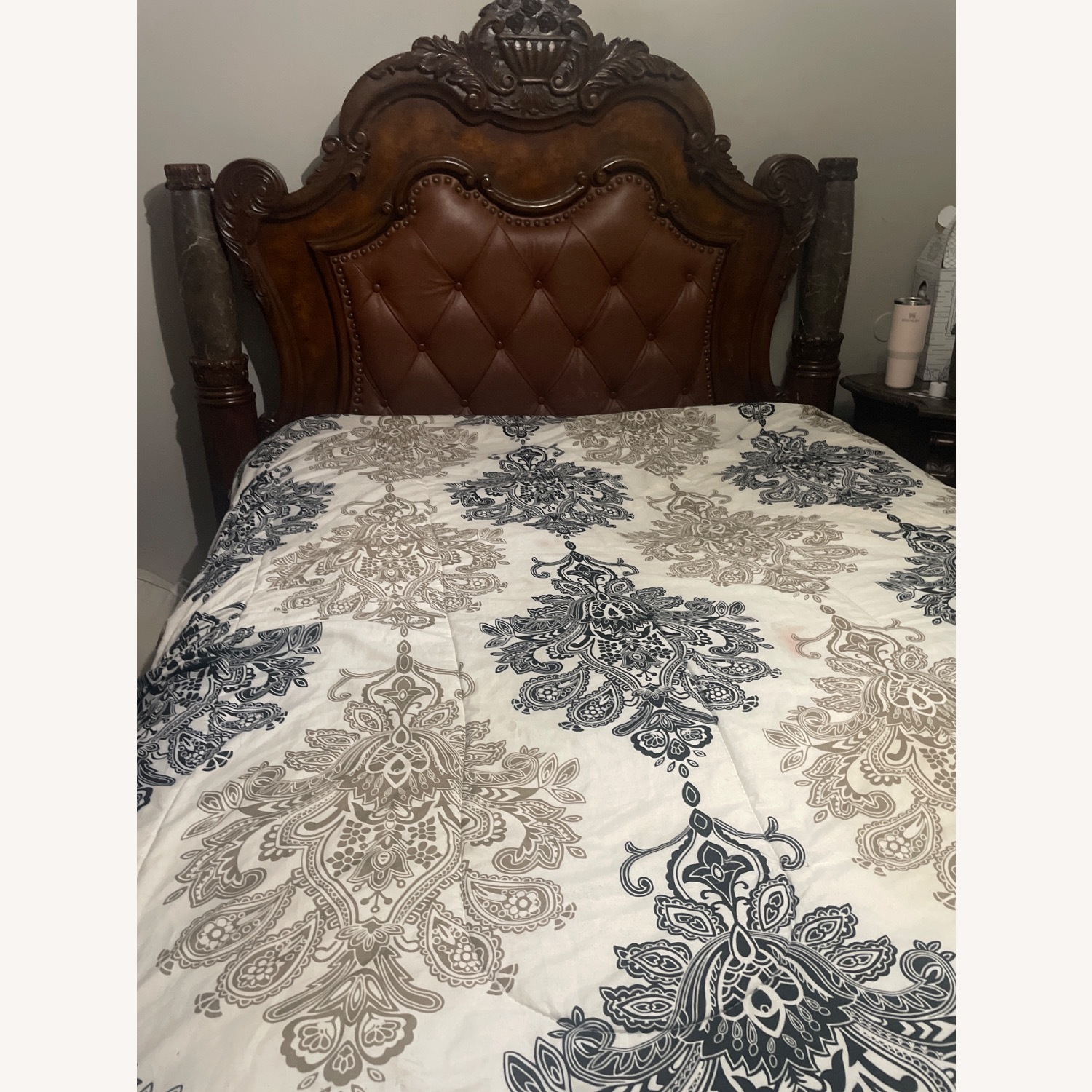 Brown Marble Queen Size Bed  - image-4